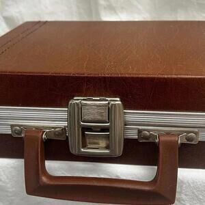 Retro Savoy Brown Cassette Case Vinyl Travel Case, Holds 16 Boxed Cassettes
